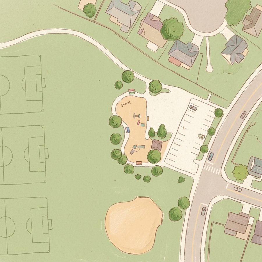 Illustrated map of Southbridge Park Playground