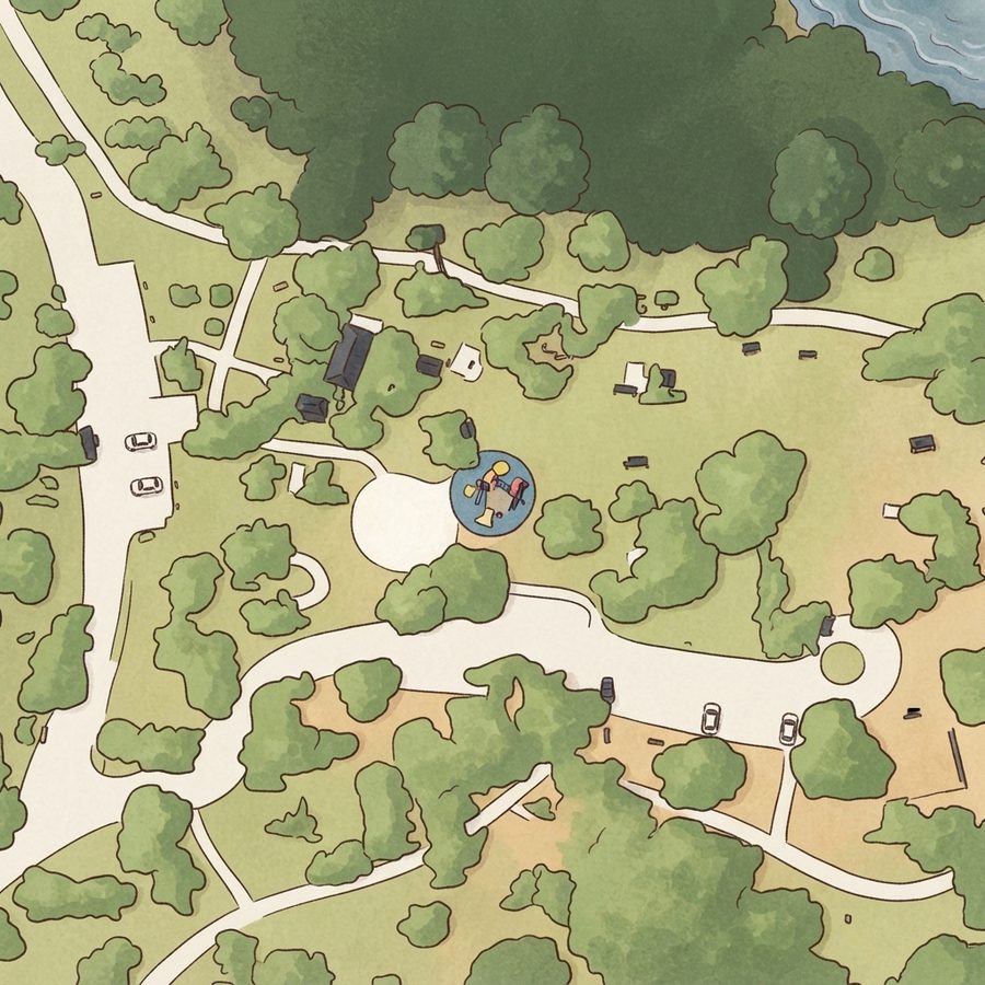 Illustrated map of Southside lions park playground