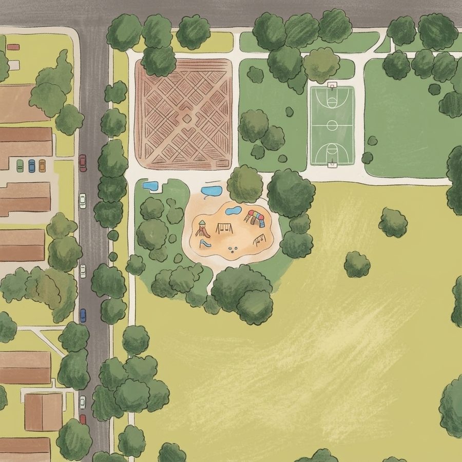 Illustrated map of Spencer Garrett Park