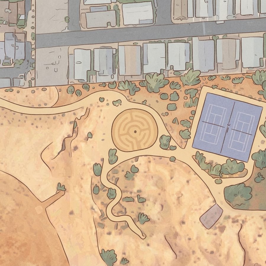 Illustrated map of Spring Valley Labyrinth