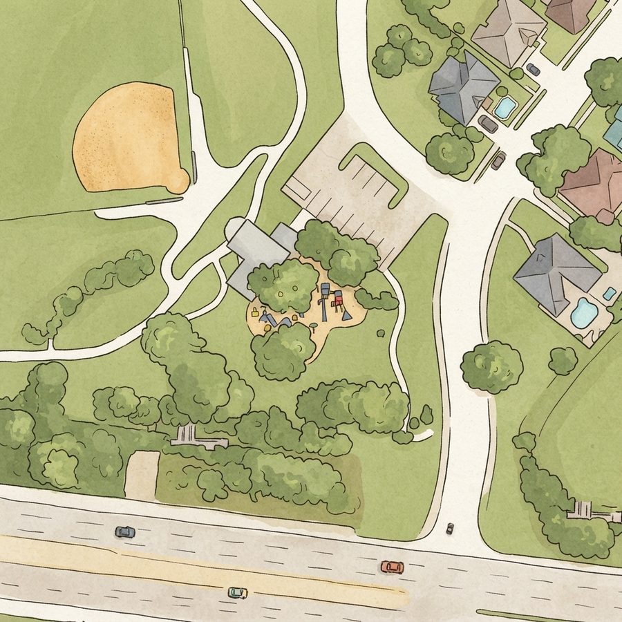 Illustrated map of Springfield Park