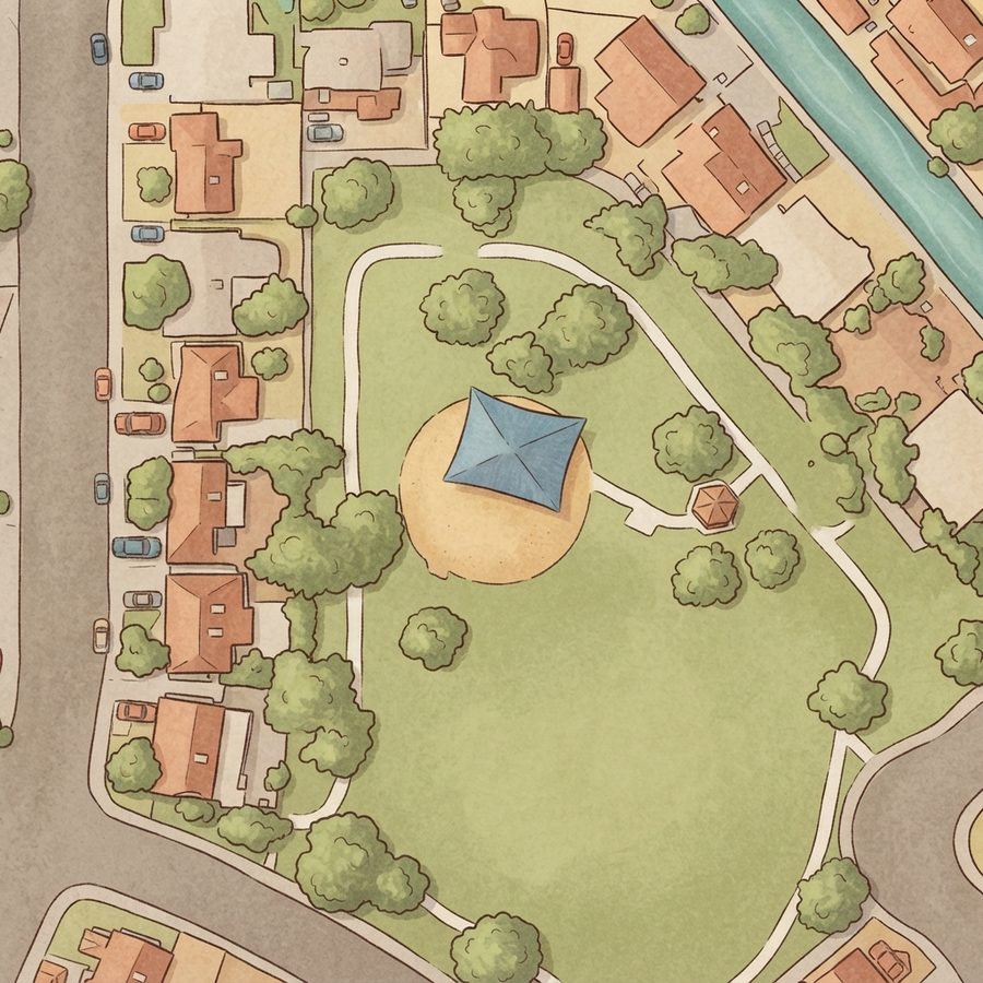 Illustrated map of Stewart Place Park