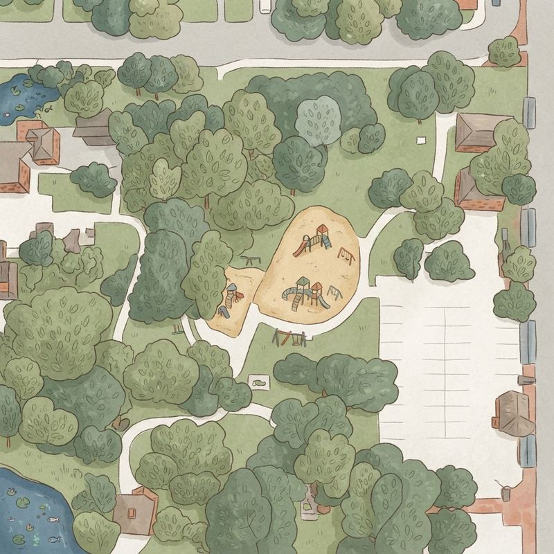 Illustrated map of Stimpson and Drake Park