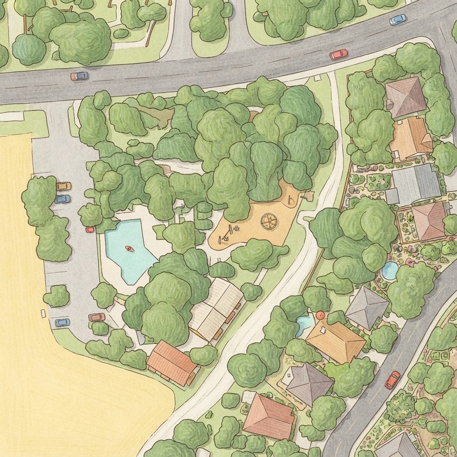 Illustrated map of Stonefield Park