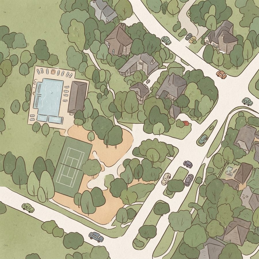 Illustrated map of Stonegate Hill Park- gated community park