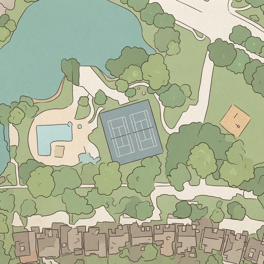Illustrated map of Sugar Lakes Neighborhood Park & Tennis Courts