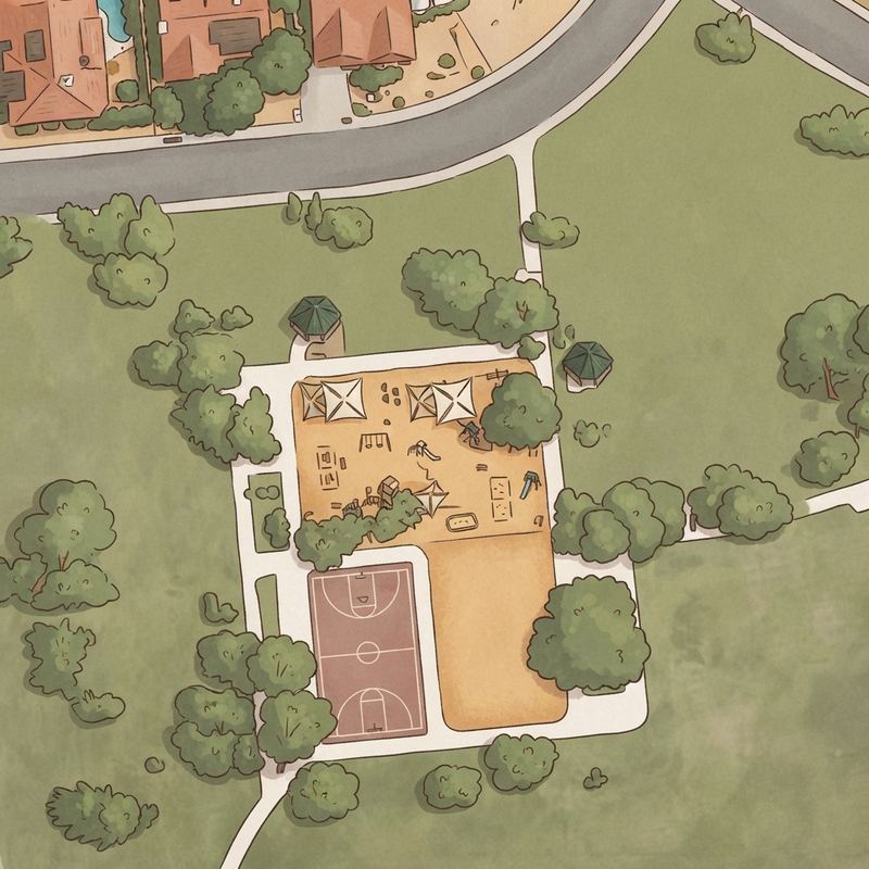 Illustrated map of Sunburst Paradise Park