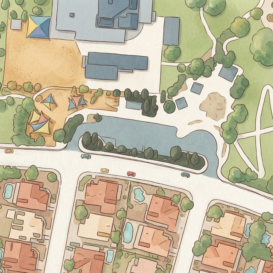 Illustrated map of Sunny Springs Park