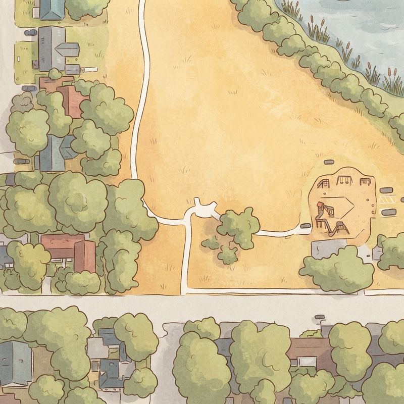 Illustrated map of Sunset Hills Park