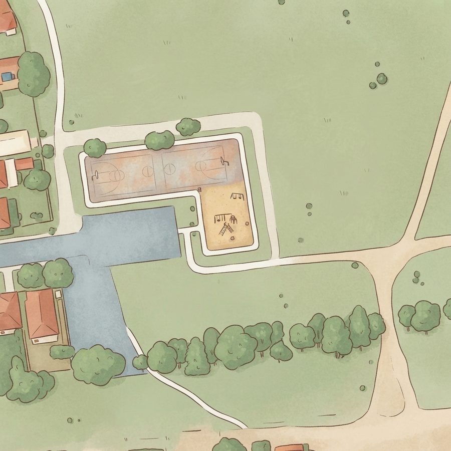 Illustrated map of Sunset Place Park