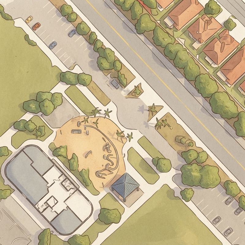 Illustrated map of Sunset View Park