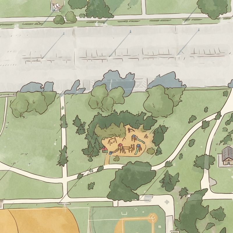 Illustrated map of Superhero Sensory Garden & Playground