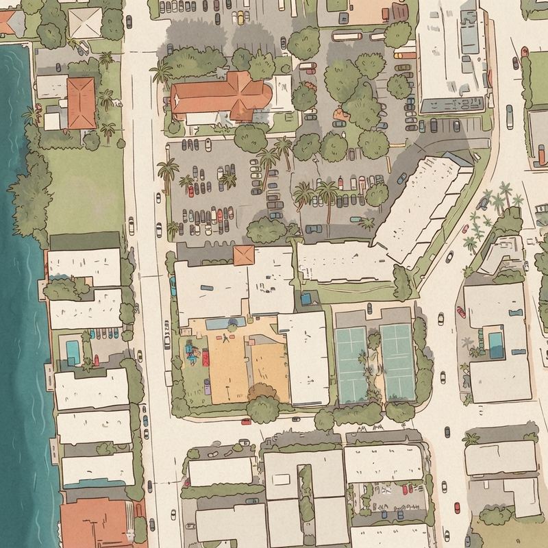 Illustrated map of Surfside Veterans Park