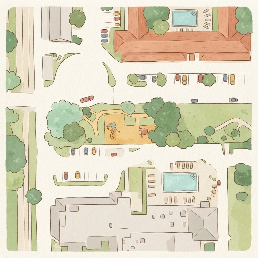 Illustrated map of Susan C. Kellner Pocket Park