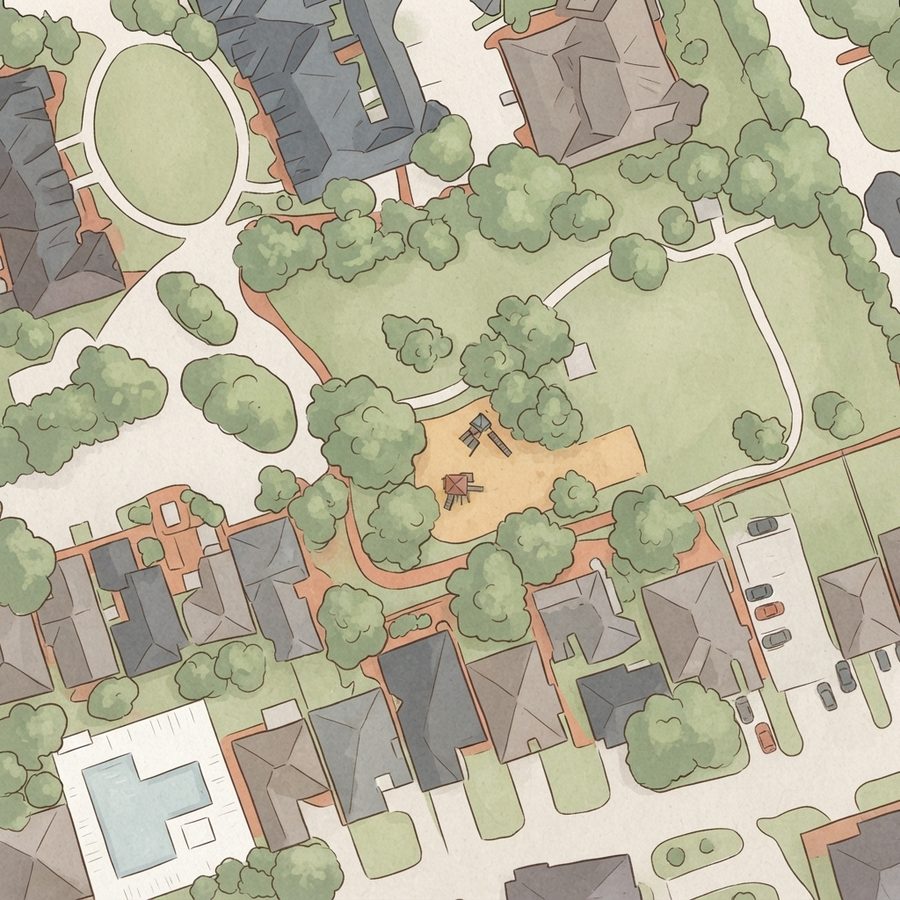 Illustrated map of Swan Lagoon Park