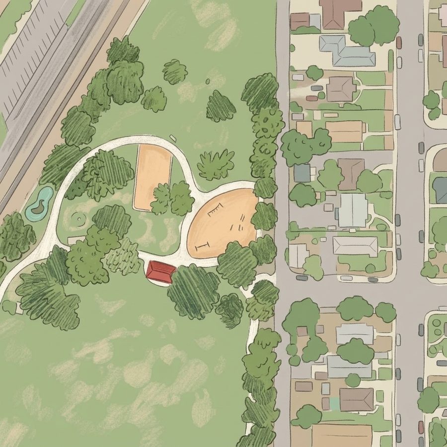 Illustrated map of Swansea Park