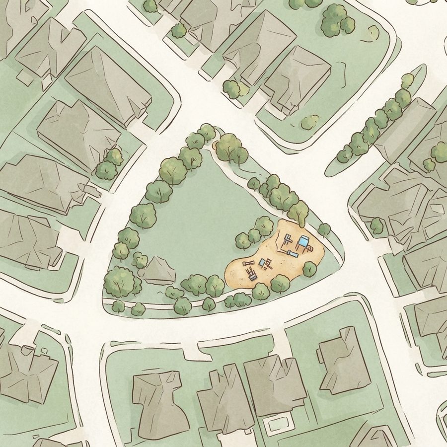Illustrated map of Sycamore Heights Park