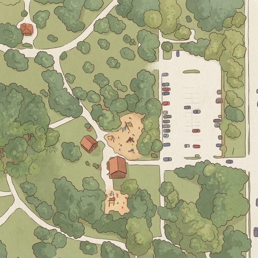 Illustrated map of Tagore Memorial Grove