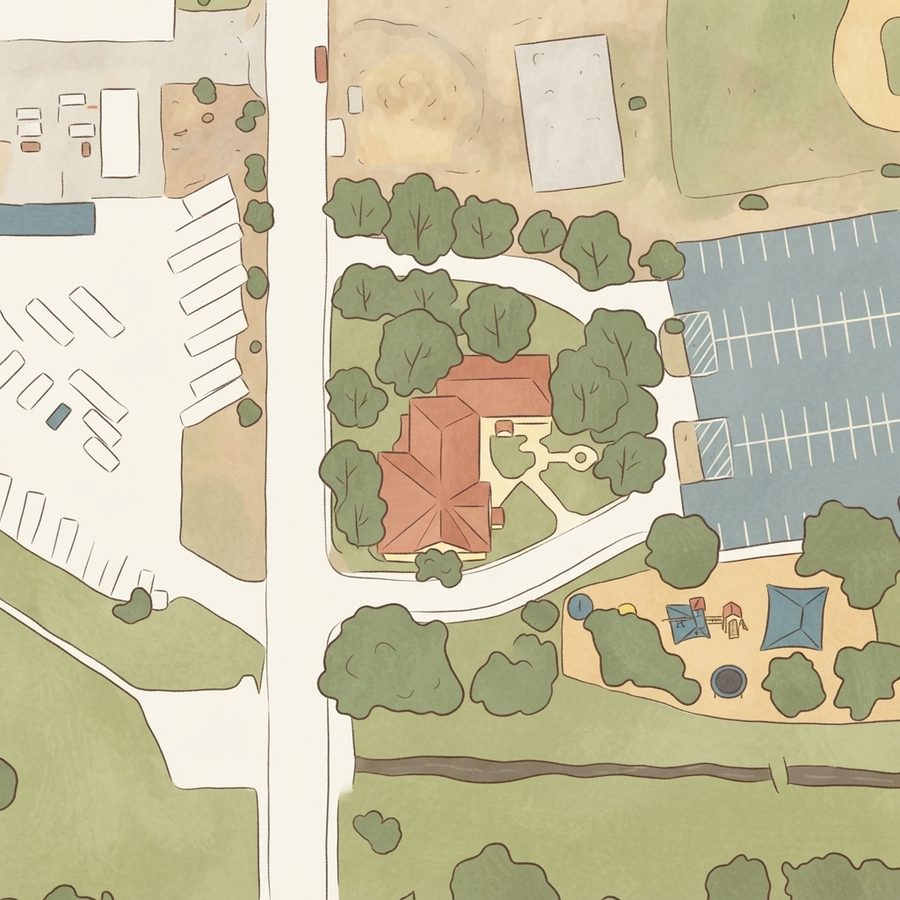 Illustrated map of Takas Park a Windcrest City Park