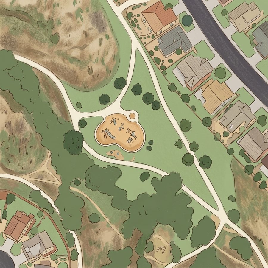 Illustrated map of Tallman Gulch Playground
