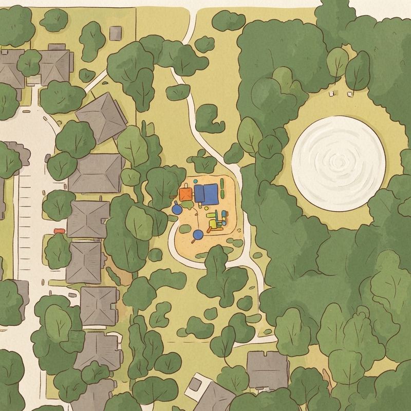 Illustrated map of Tealwood Oaks Park