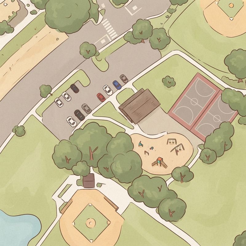 Illustrated map of Tecolote Canyon Natural Park and Nature Center