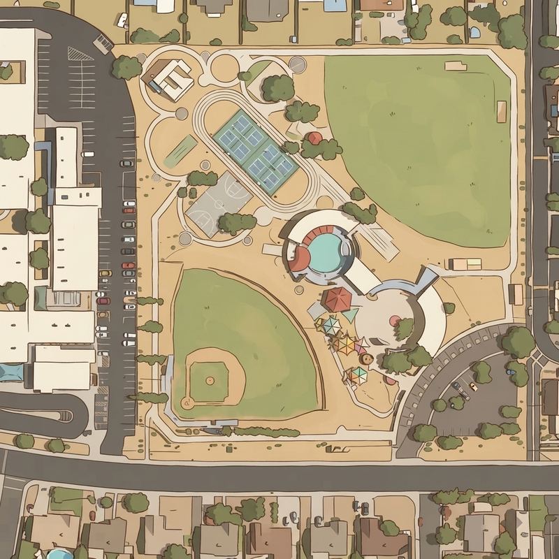 Illustrated map of Telephone Pioneer Park