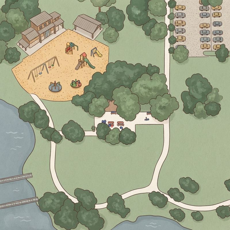 Illustrated map of Telfair central playground