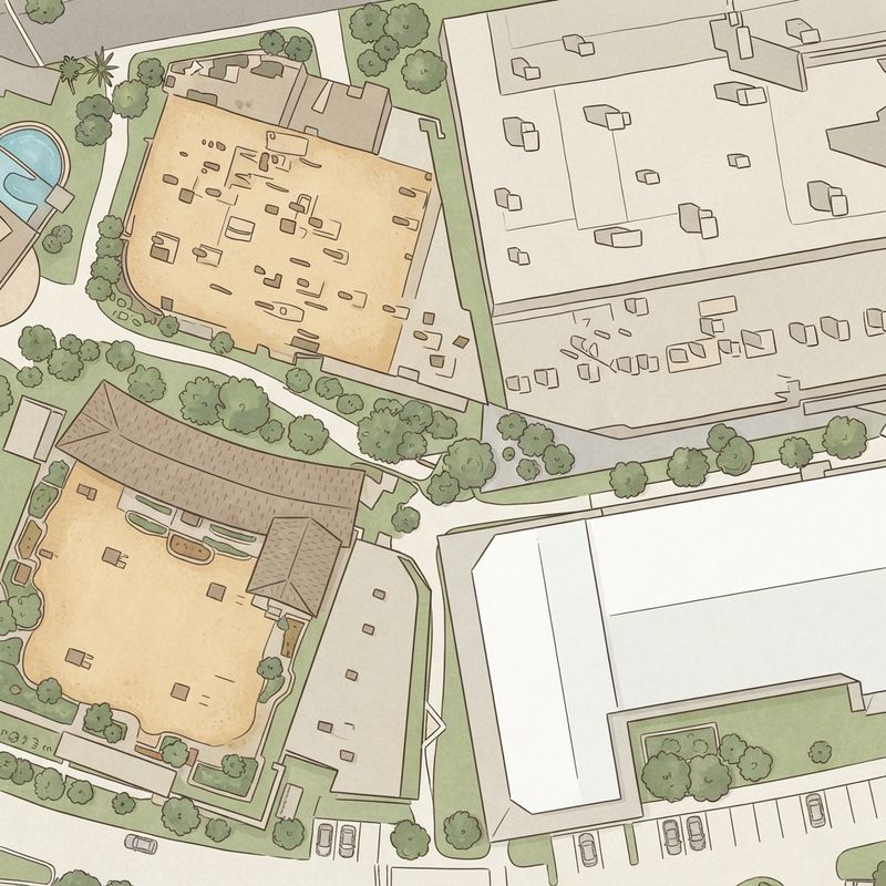 Illustrated map of Tempe Marketplace Splash Pad