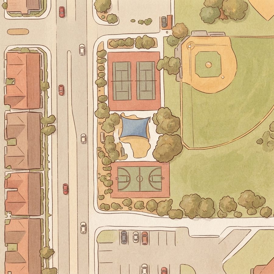 Illustrated map of Tennis courts