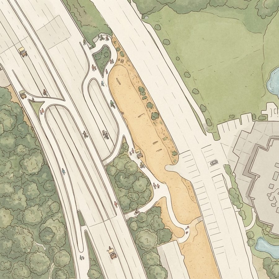 Illustrated map of Terry Hershey Hike & Bike Trail Parking Lot