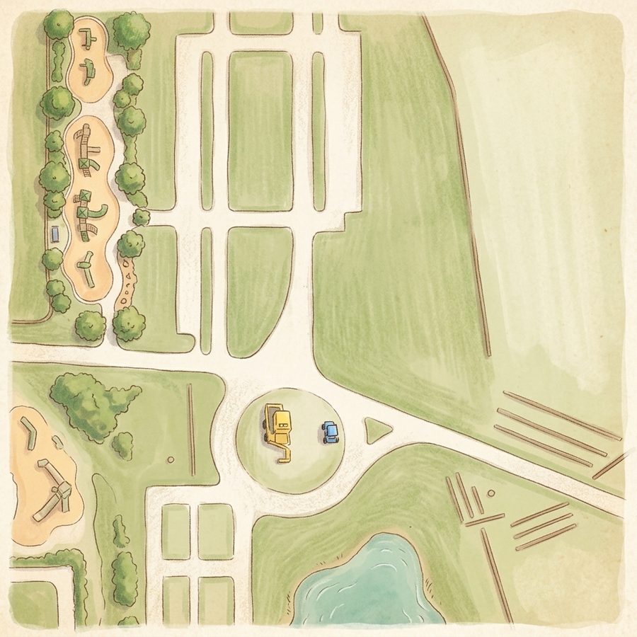 Illustrated map of The Aurora Highlands Carousel at Winged Melody Park