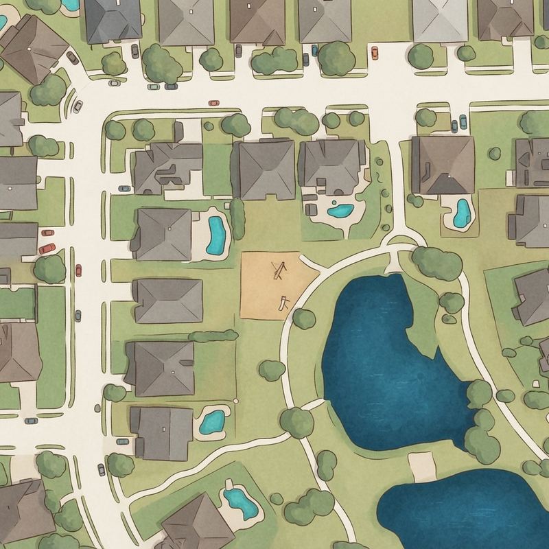 Illustrated map of The Cascades - Playground and Walking Trail