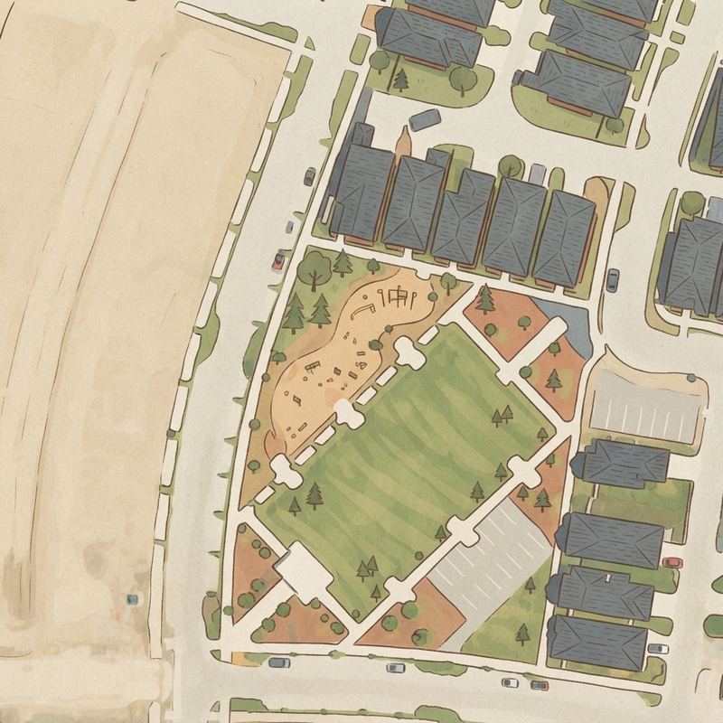 Illustrated map of The Commons Park