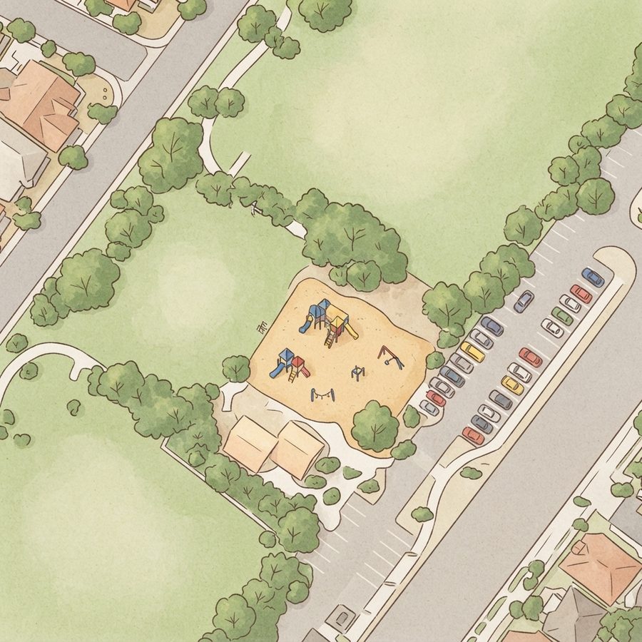 Illustrated map of The Crossing Park