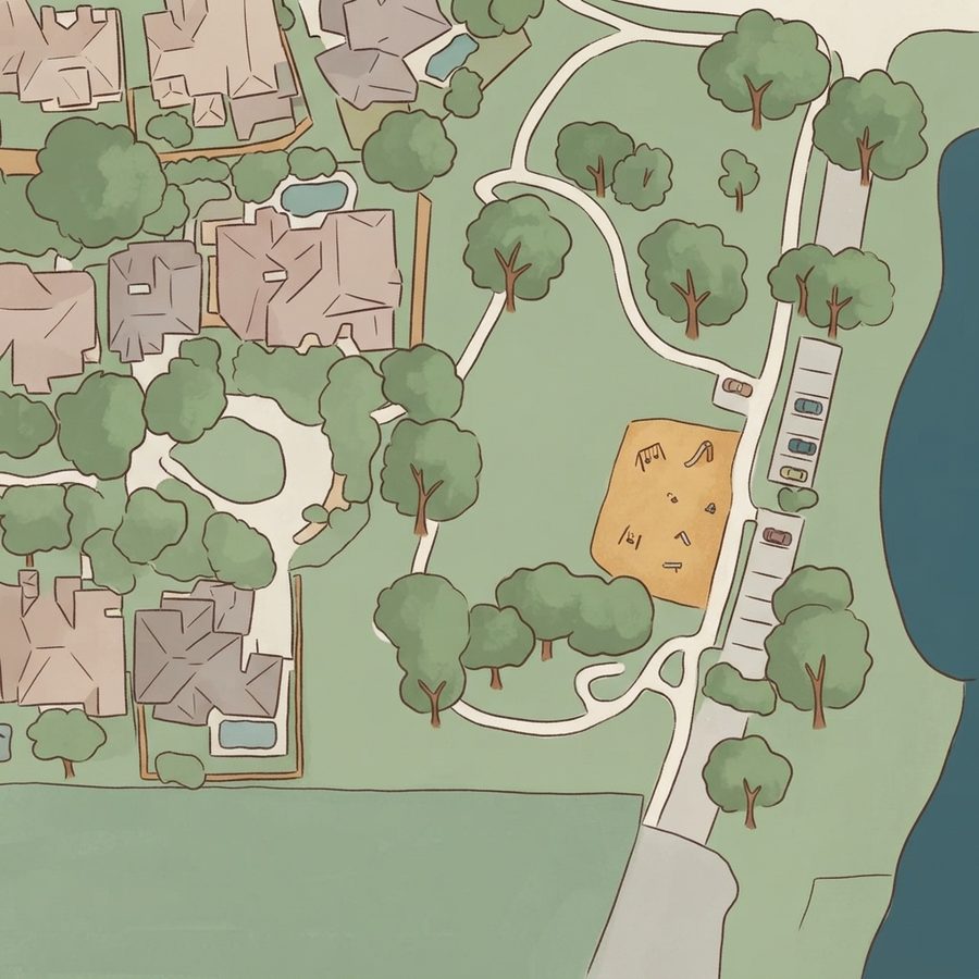 Illustrated map of The Crossing Park