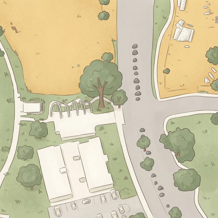 Illustrated map of The Greenline Park at Brooks