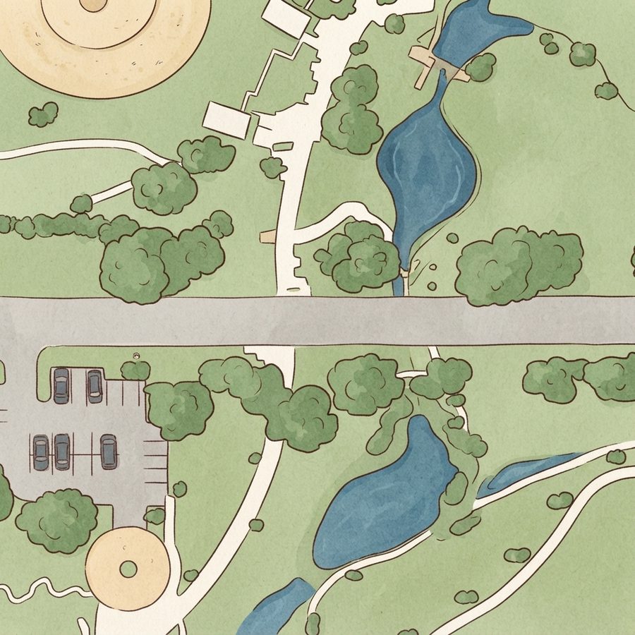 Illustrated map of The Greenline