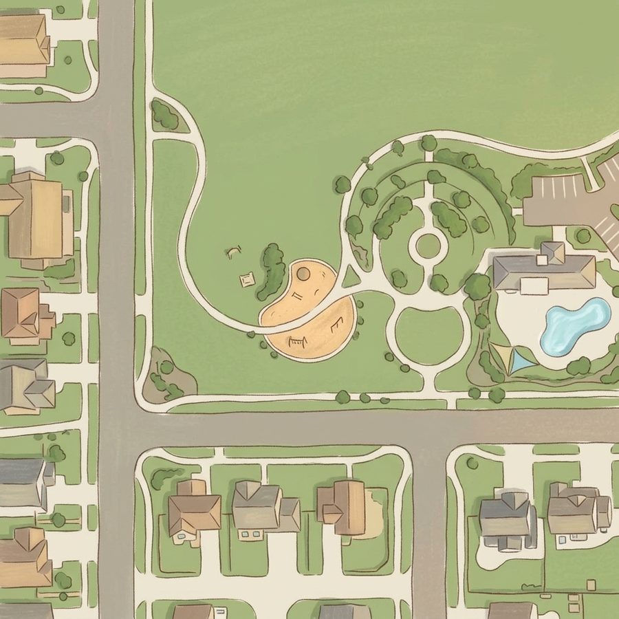 Illustrated map of The Grove Neighborhood Playground