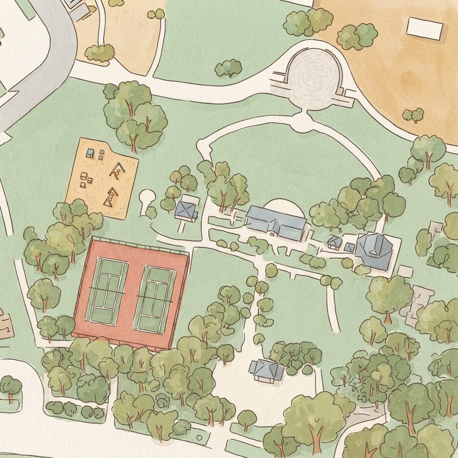 Illustrated map of The Hills Park