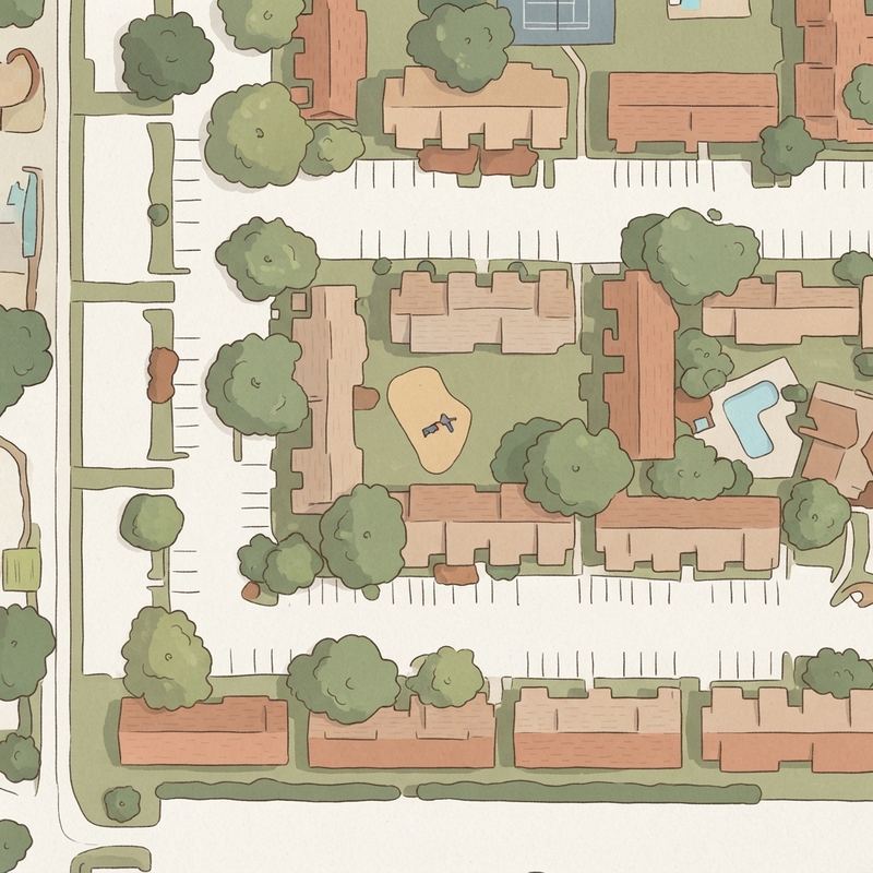 Illustrated map of The Place at Harvestree Playground