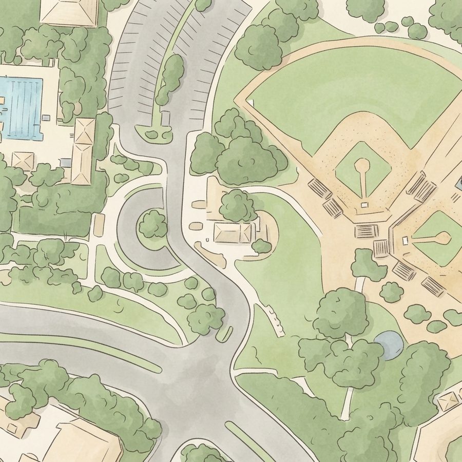 Illustrated map of The Trails Park & Pool