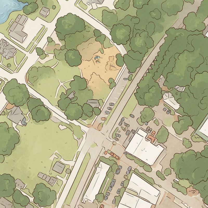 Illustrated map of Thrasher Park