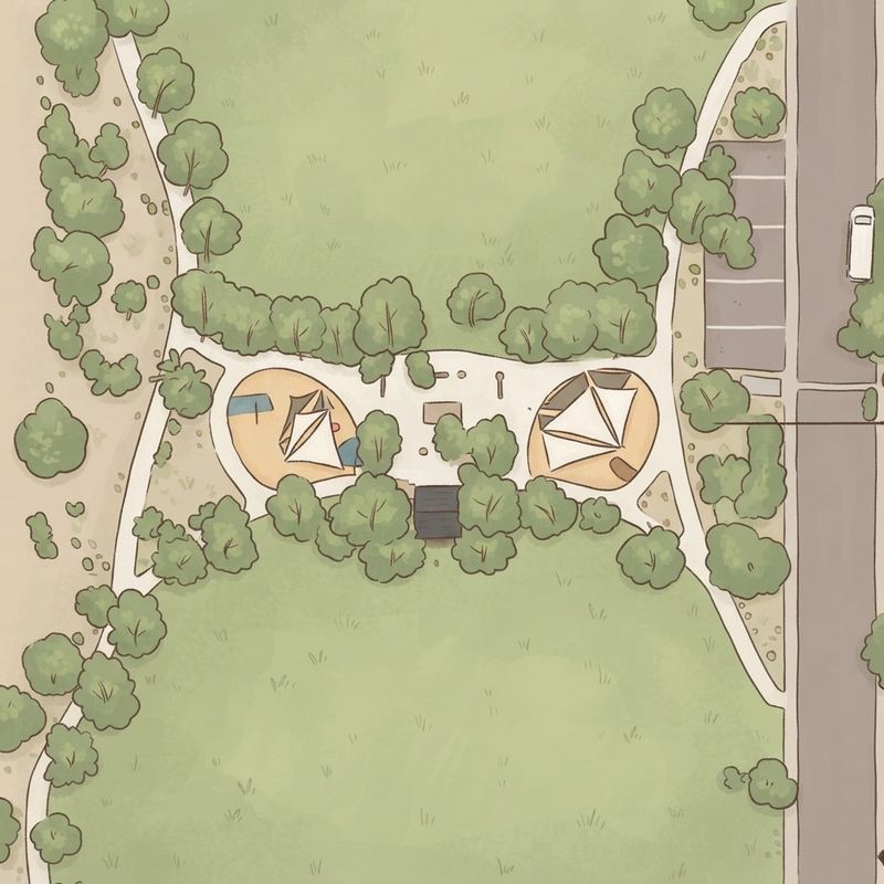Illustrated map of Tibshraeny Playground
