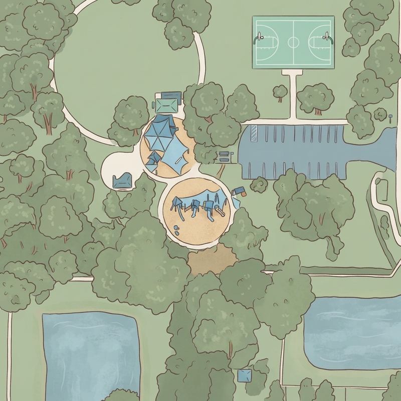 Illustrated map of Tildenville Park playground