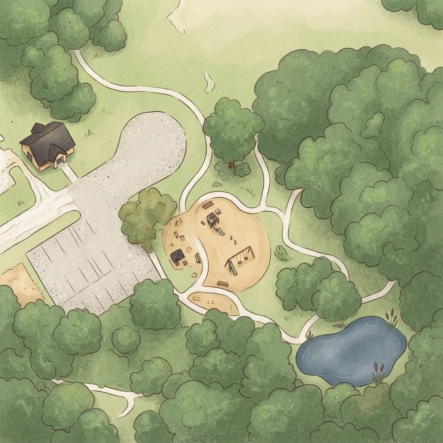 Illustrated map of Timber Lane Hike & Bike Trail