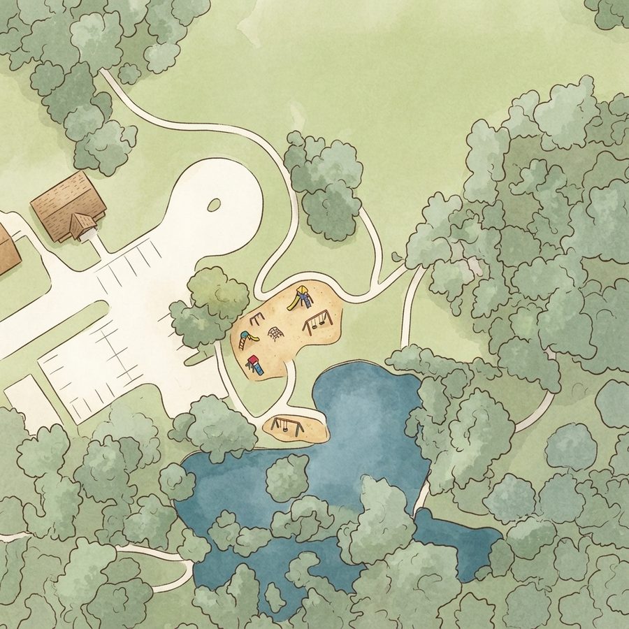 Illustrated map of Timber Lane Park Disc Golf Course