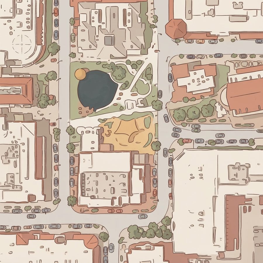 Illustrated map of Town Square Park
