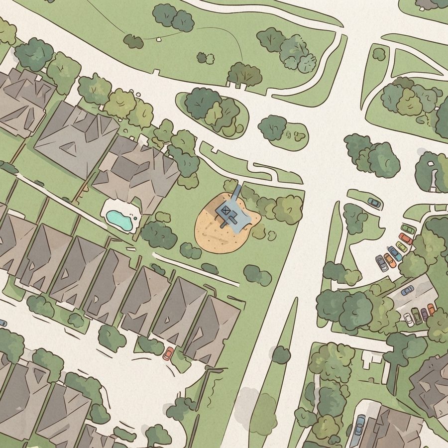 Illustrated map of Towne Lake Fully Gated Playground and Park