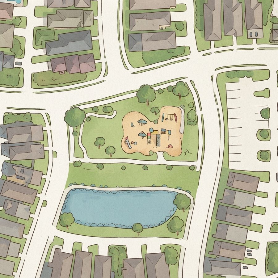 Illustrated map of Towne Square Park